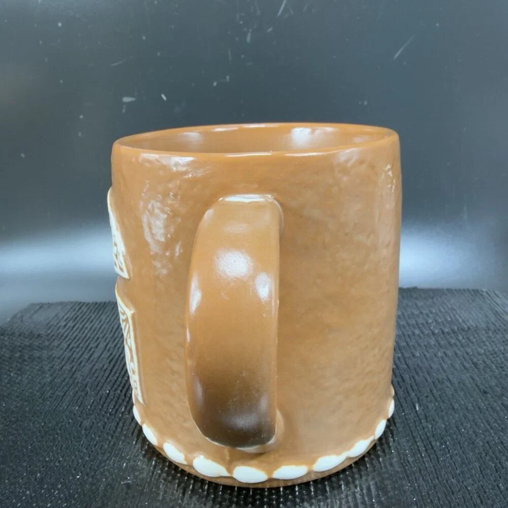 Pottery‎ Barn Gingerbread Stoneware Alphabet Letter G Mug Cup Matte Brown 15 Oz